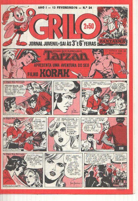 Grilo numero 24: Tarzan (filho Korak), O Foguetao X-M, Cisco Kid, Flash Gordon, Rip Kirby, Fantasma, Mandrake