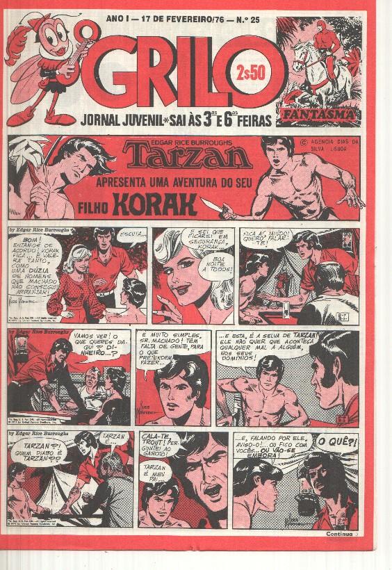 Grilo numero 25: Tarzan (filho Korak), O Foguetao X-M, Cisco Kid, Flash Gordon, Rip Kirby, Fantasma, Mandrake