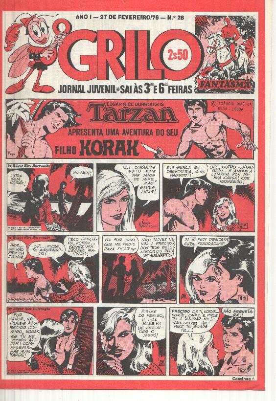 Grilo numero 28: Tarzan (filho Korak), A horda doirada, Cisco Kid, Flash Gordon, Rip Kirby, Fantasma, Mandrake