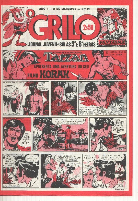 Grilo numero 29: Tarzan (filho Korak), A horda doirada, Cisco Kid, Flash Gordon, Rip Kirby, Fantasma, Mandrake