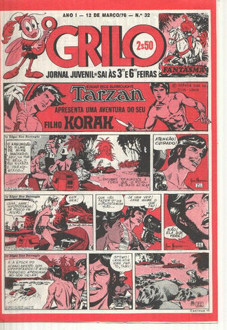 Grilo numero 32: Tarzan (filho Korak), A horda doirada, Cisco Kid, Flash Gordon, Rip Kirby, Fantasma, Mandrake