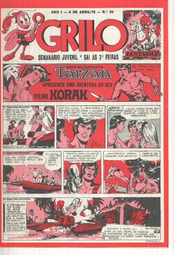 Grilo numero 36: Tarzan (filho Korak), O bando do colt, Cisco Kid, Flash Gordon, Agente Corrigan, Fantasma, Mandrake