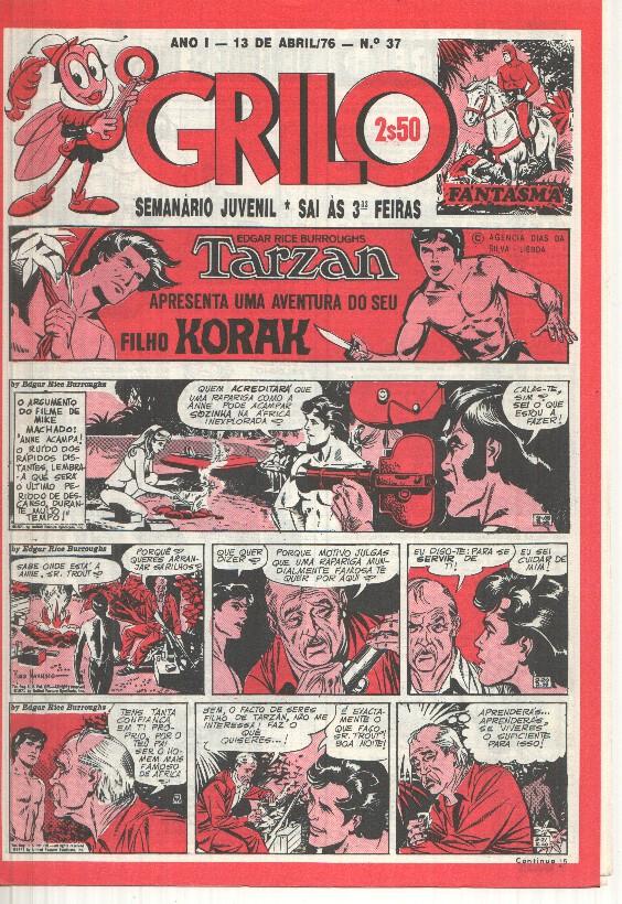 Grilo numero 37: Tarzan (filho Korak), O bando do colt, Odinson o principe viking de Blasco, Flash Gordon, Agente Corrigan, Fantasma, Mandrake