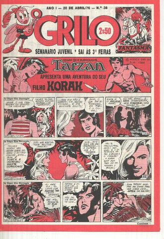 Grilo numero 38: Tarzan (filho Korak), O bando do colt, Odinson o principe viking de Blasco, Flash Gordon, Agente Corrigan, Fantasma, Mandrake