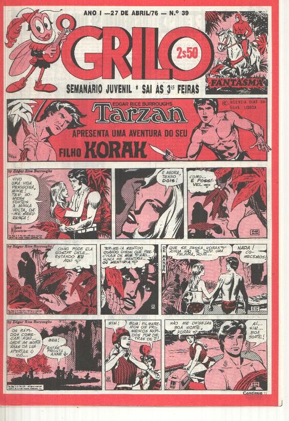 Grilo numero 39: Tarzan (filho Korak), O bando do colt, Odinson o principe viking de Blasco, Flash Gordon, Agente Corrigan, Fantasma, Mandrake