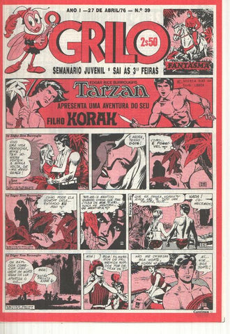 Grilo numero 39: Tarzan (filho Korak), O bando do colt, Odinson o principe viking de Blasco, Flash Gordon, Agente Corrigan, Fantasma, Mandrake