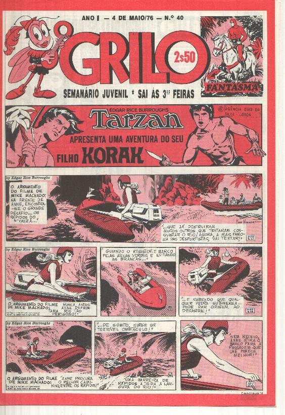 Grilo numero 40: Tarzan (filho Korak), O bando do colt, Odinson o principe viking de Blasco, Flash Gordon, Agente Corrigan, Fantasma, Mandrake