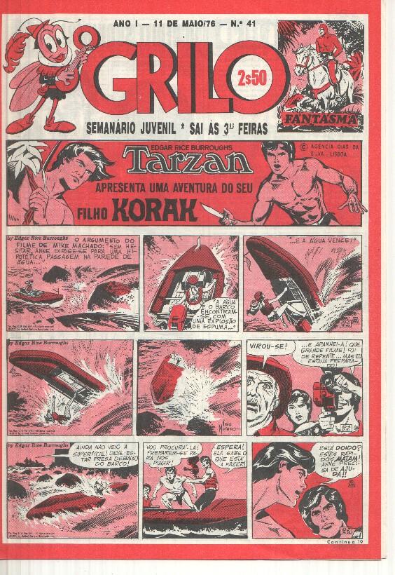 Grilo numero 41: Tarzan (filho Korak), O bando do colt, Odinson o principe viking de Blasco, Flash Gordon, Agente Corrigan, Fantasma, Mandrake