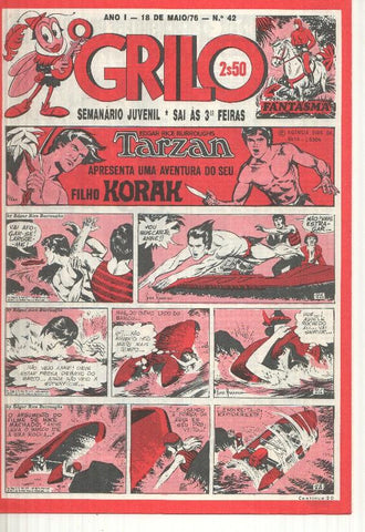 Grilo numero 42: Tarzan (filho Korak), O tesouro do condor dourado, Odinson o principe viking de Blasco, Flash Gordon, Agente Corrigan, Fantasma, Mandrake