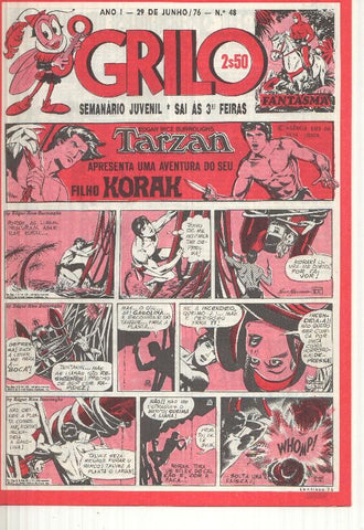 Grilo numero 48: Tarzan (filho Korak), O tesouro do condor dourado, Odinson o principe viking de Blasco, Flash Gordon, Agente Corrigan, Fantasma, Mandrake