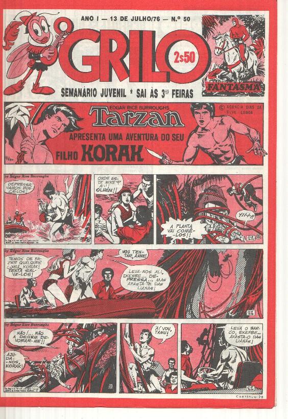 Grilo numero 50: Tarzan (filho Korak), Andrax de Bernet, Odinson o principe viking de Blasco, Flash Gordon, Agente Corrigan, Fantasma, Mandrake