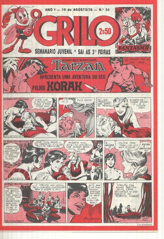 Grilo numero 54: Tarzan (filho Korak), Andrax de Bernet, Odinson o principe viking de Blasco, Flash Gordon, Agente Corrigan, Fantasma, Mandrake