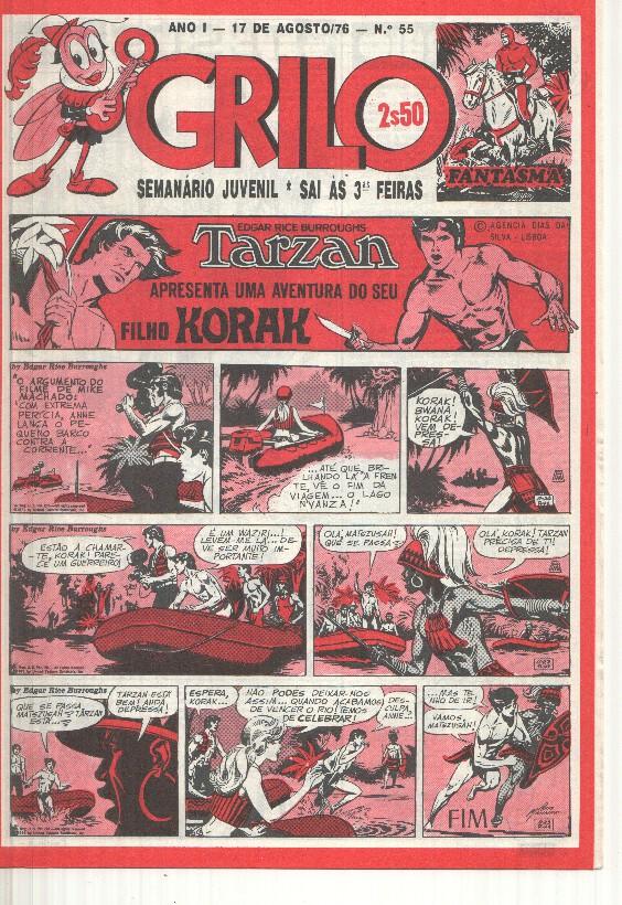 Grilo numero 55: Tarzan (filho Korak), Andrax de Bernet, Odinson o principe viking de Blasco, Flash Gordon, Agente Corrigan, Fantasma, Mandrake