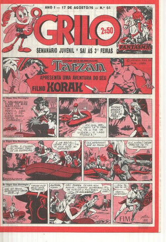 Grilo numero 55: Tarzan (filho Korak), Andrax de Bernet, Odinson o principe viking de Blasco, Flash Gordon, Agente Corrigan, Fantasma, Mandrake