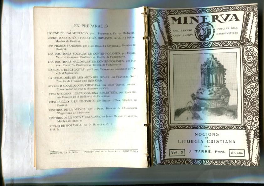Minerva numero 03: Nocions de Liturgia Cristiana por J.Tarre, Pvre