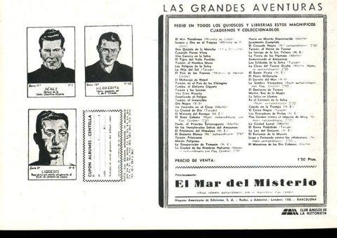 Facsimil: El Descubrimiento del Doctor Brande (trasera: Perez del Alicante, Herrerita del Ovido y boxeador Librero)