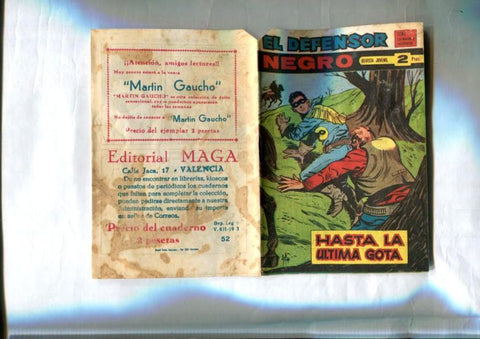 El defensor negro, original numero 52: Hasta la ultima gota  (manchas de cafe en algunas paginas)