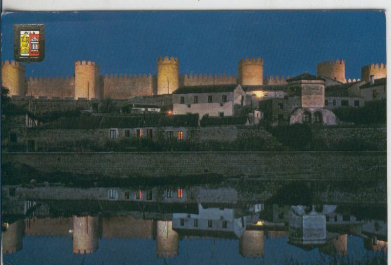 Postal 009480: Vista nocturna de las murallas de Avila