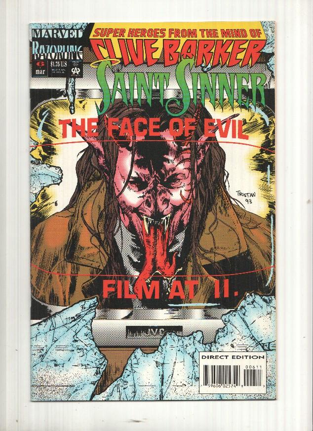 Marvel Comics: The Child Stealer, The Face of Evil - Saint Sinner Vol.1 numero 6, Clive Barker. Marvel Razorline