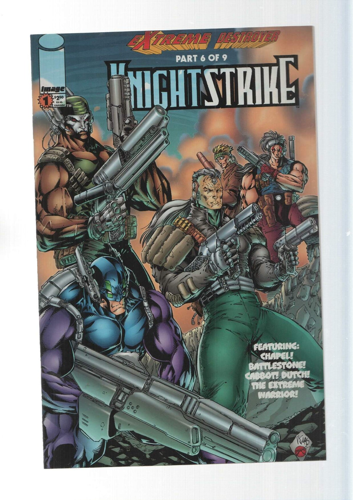 Image: Out of the Fire and into the blue - Extreme Destroyer part 6 of 9. Operation Knightstrike vol. 1, numero 1. An Extreme Studios production