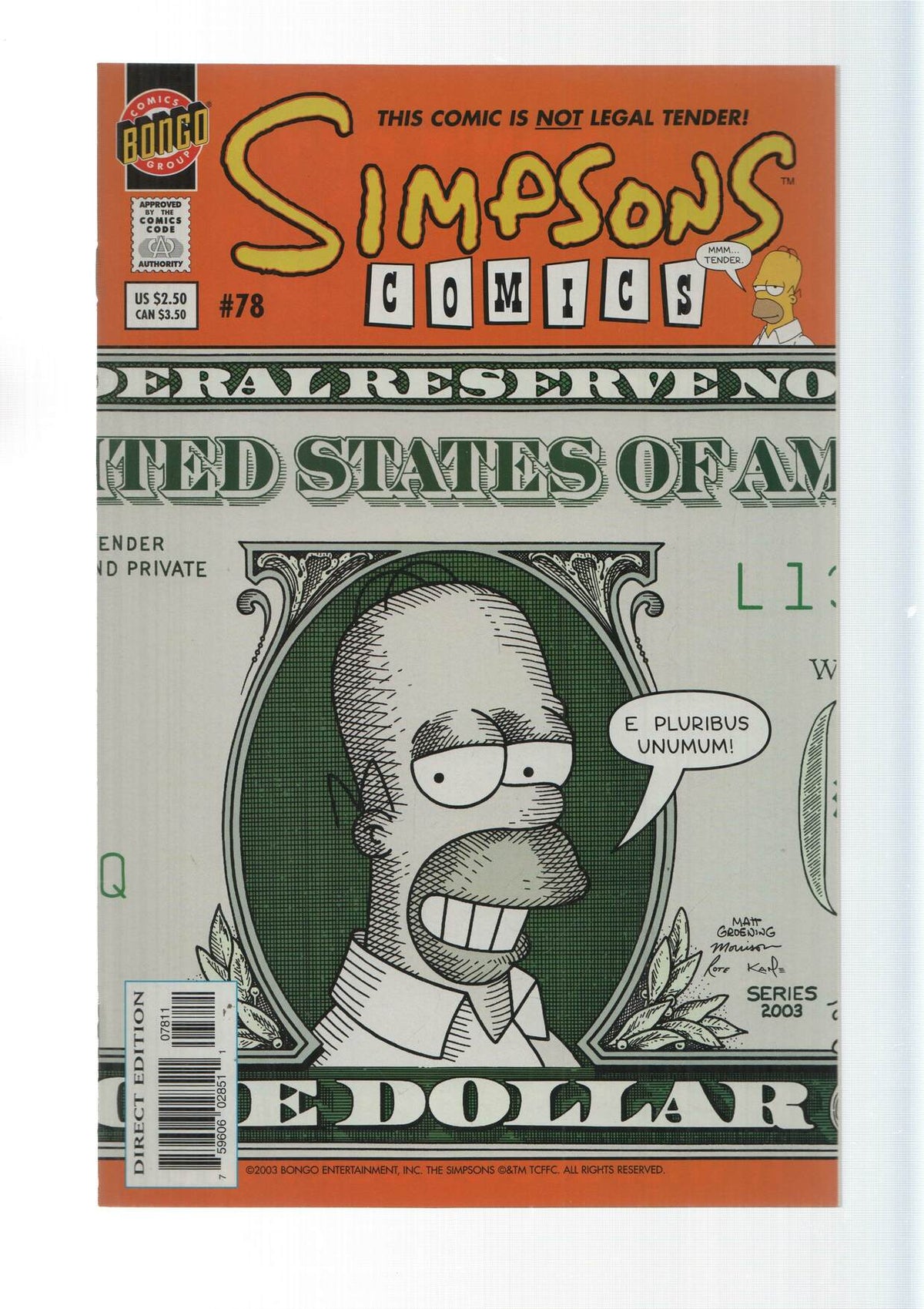Bongo: The Buck Stops Everywhere - Simpsons comics numero 78