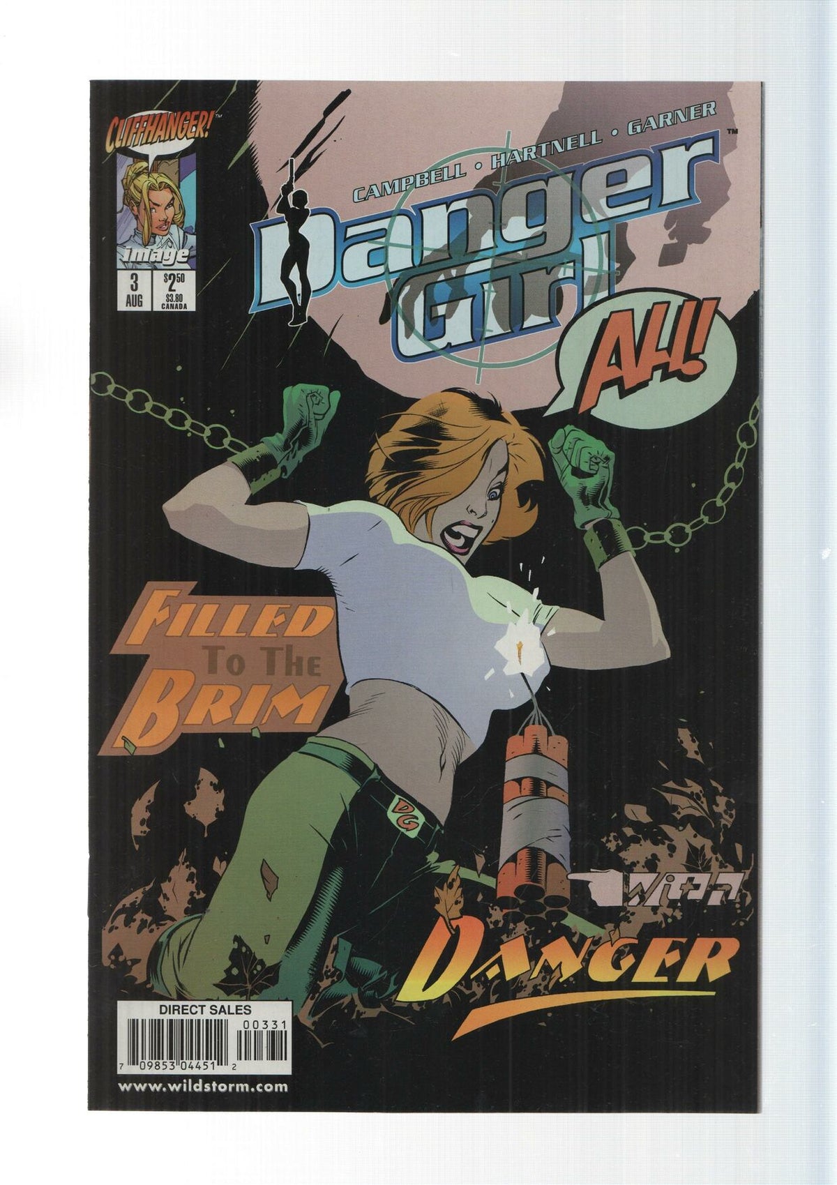 Image: Filled to the Brim - Danger Gilr numero 3. Cliffhanger