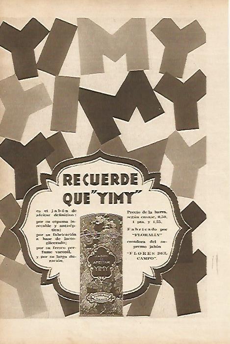 LAMINA BLANCO Y NEGRO 8073: Publicidad de jabon de afeitar Yimy