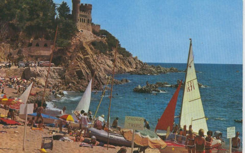 Postal 009186: Playa y Castillo de Lloret de Mar, Costa Brava