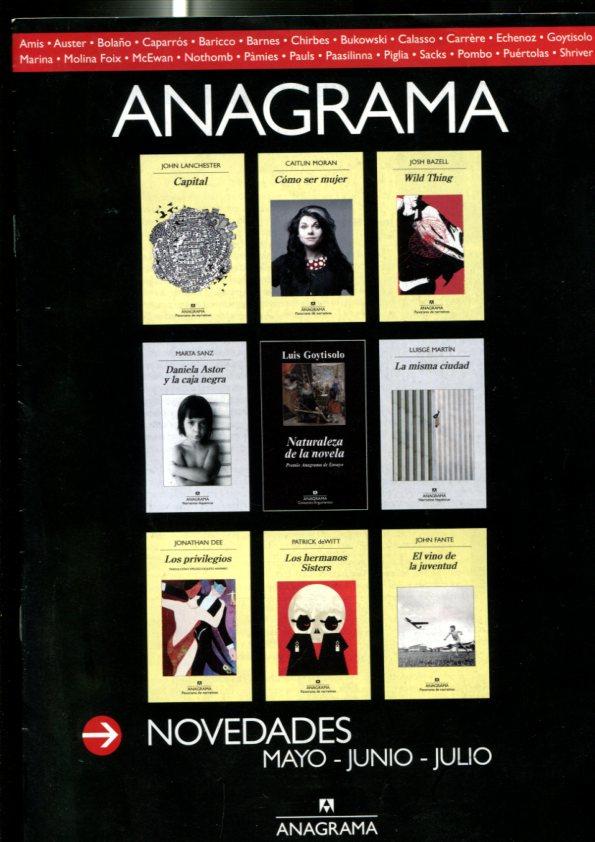 Catalogo Novedades editorial Anagrama para los meses Mayo a Julio 2015 ?