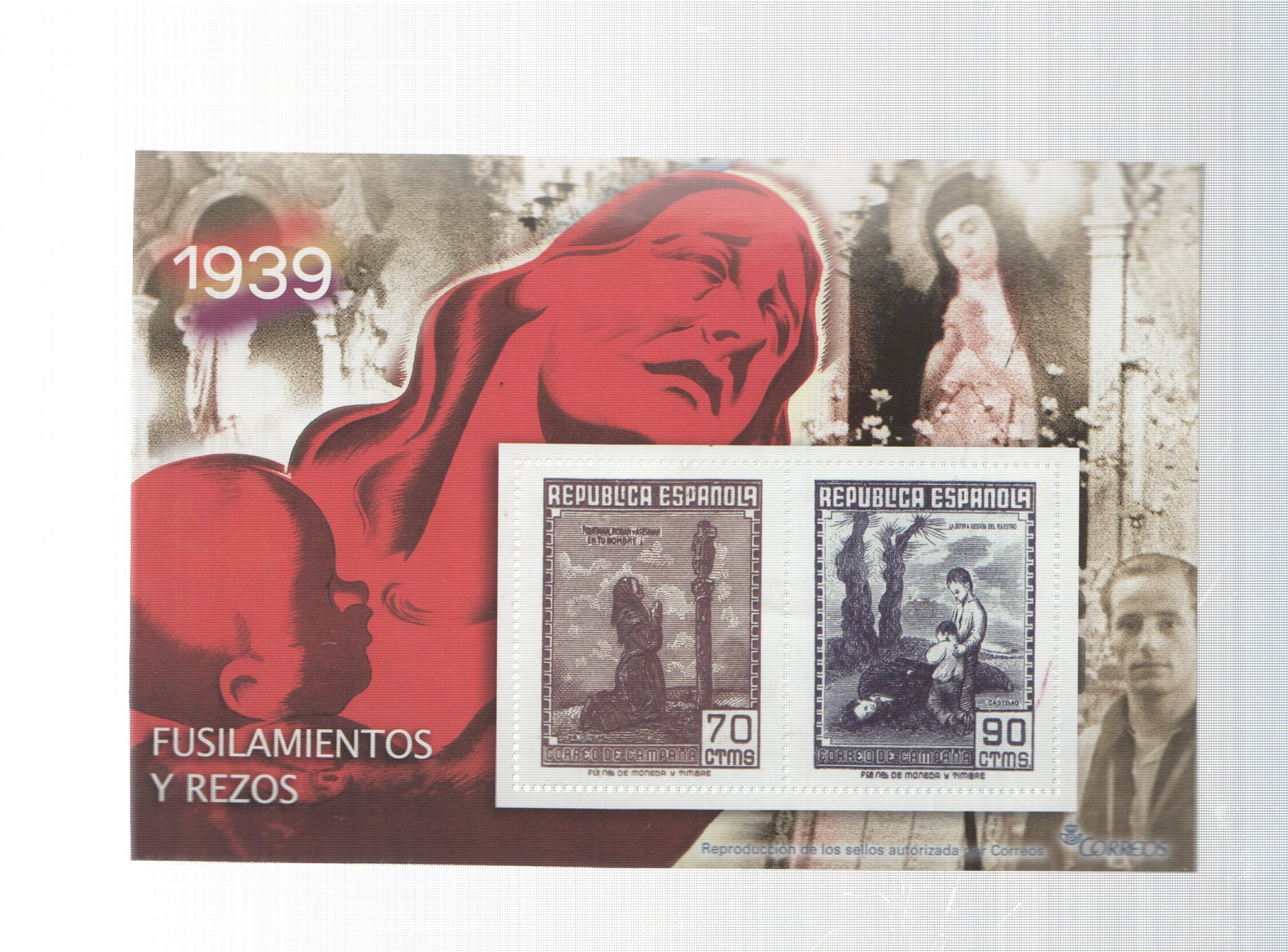 La Guerra Civil Española en sellos de correos: Juego 2 sellos 1939: Fusilamientos y rezos