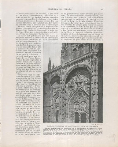 Historia de España lamina 104: Fachada principal nueva catedral de Salamanca