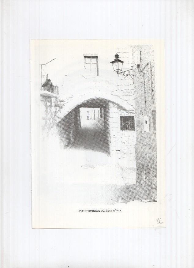 Historia de Aragon: lamina numero 086: Puertomingalvo (casa gotica) y Puilampa (portada romanica)