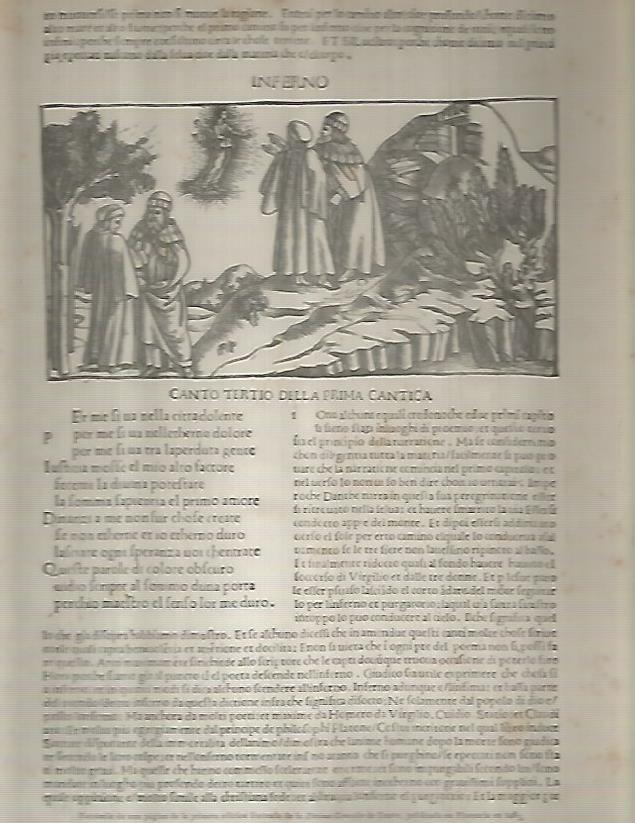 LAMINA 9588: Facsimil de una pagina de la Divina Comedia de Dante de 1483
