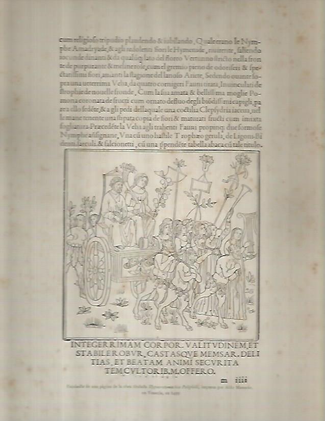 LAMINA 9630: Facsimil de una pagina de Hypnerotomachia Poliphili de Aldo Manucio de 1499