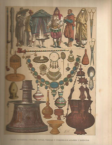 LAMINA 9653: Trajes joyas y utensilios arabes y egipcios