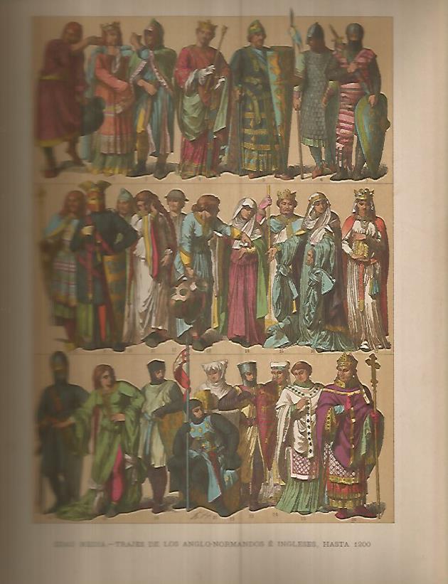 LAMINA 9660: Trajes de los anglo-normandos e ingleses hasta el año 1200