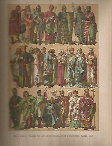 LAMINA 9660: Trajes de los anglo-normandos e ingleses hasta el año 1200