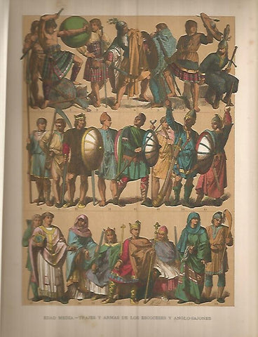 LAMINA 9661: Trajes y armas de los escoceses y anglo-sajones