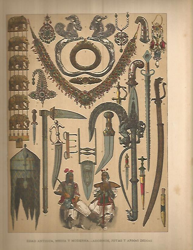 LAMINA 9670: Adornos joyas y armas de India