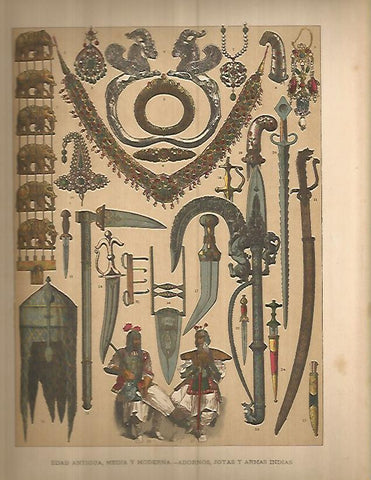 LAMINA 9670: Adornos joyas y armas de India