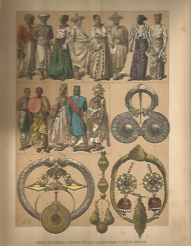 LAMINA 9671: Trajes de los cingaleses y joyas indias