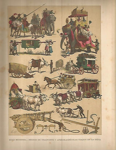 LAMINA 9675: Medios de transporte y objetos agricolas de la India