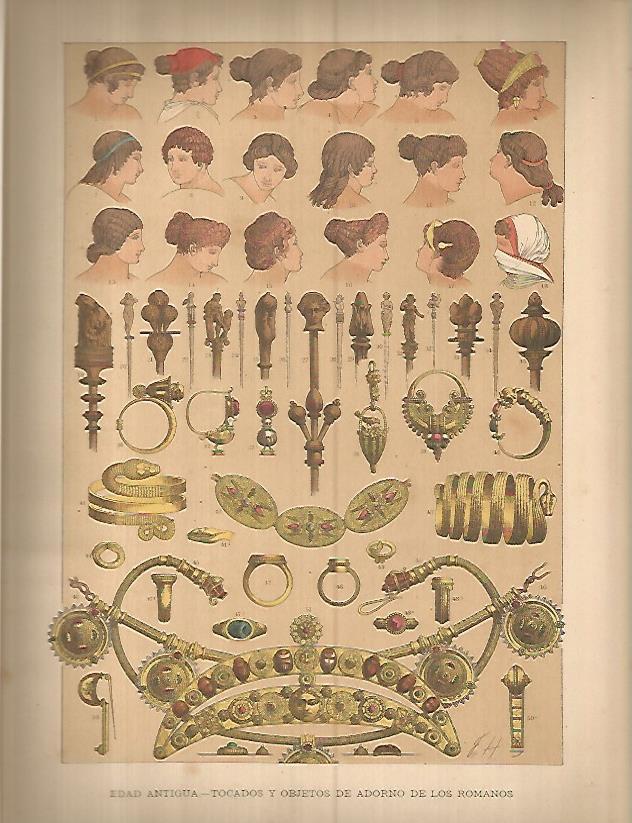 LAMINA 9681: Tocados y objetos de adorno de la antigua Roma