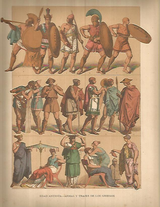LAMINA 9683: Armas y trajes de la antigua Grecia