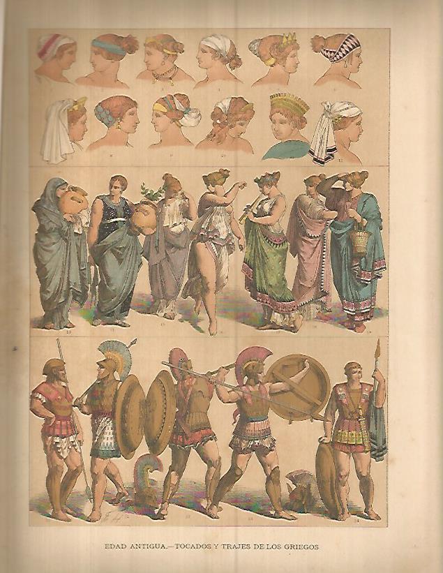 LAMINA 9684: Tocados y trajes de la antigua Grecia