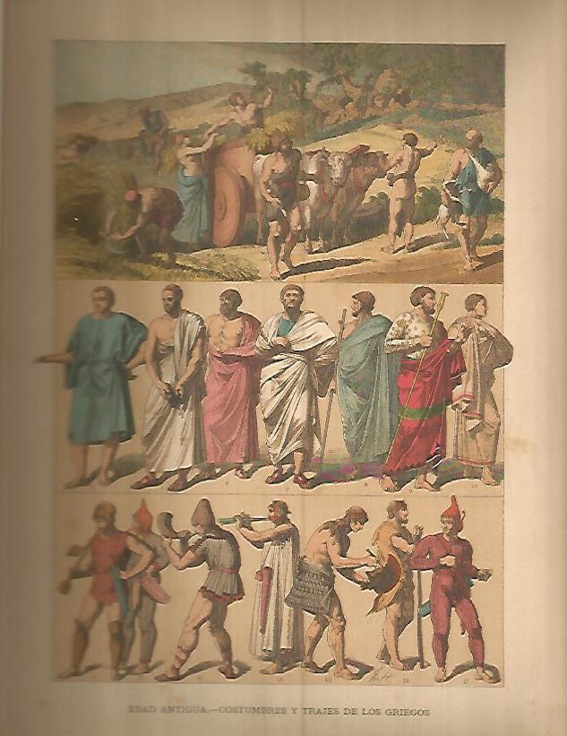LAMINA 9685: Costumbres y trajes de la antigua Grecia