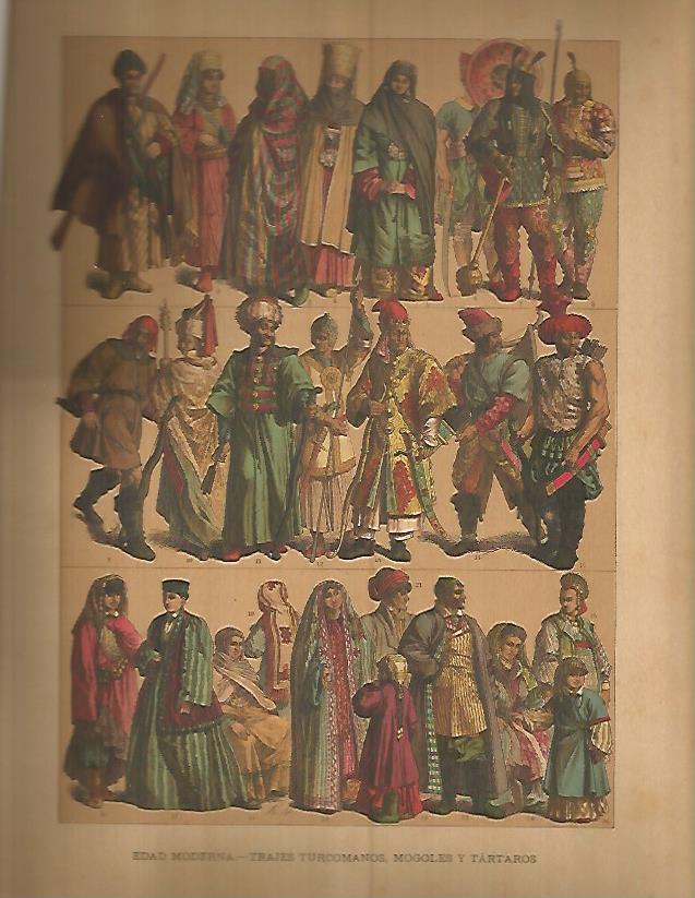 LAMINA 9688: Trajes turcomanos mogoles y tartaros