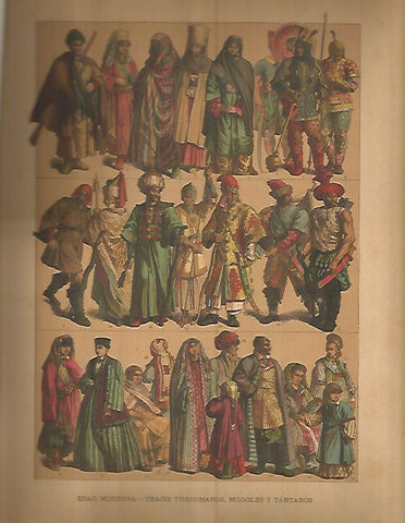 LAMINA 9688: Trajes turcomanos mogoles y tartaros