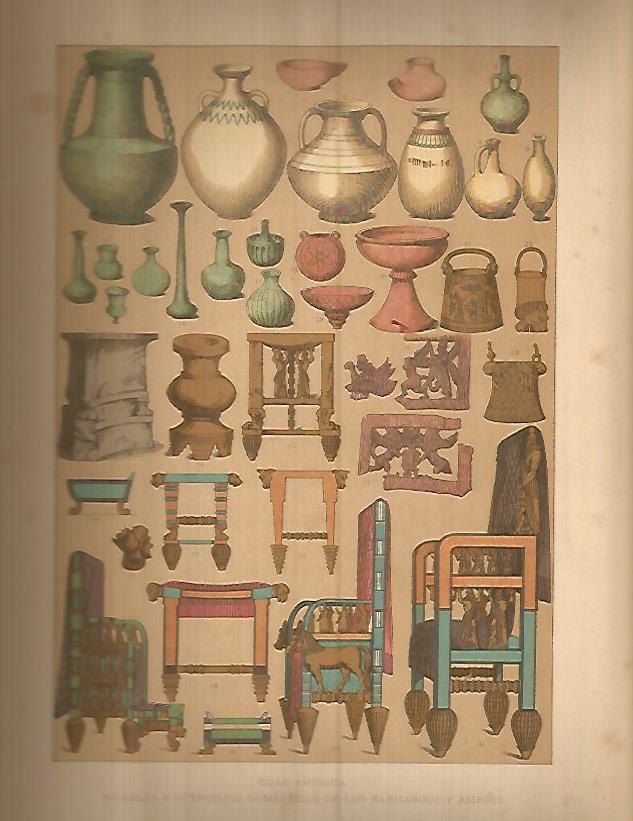 LAMINA 9698: Muebles y objetos de Babilonia y Asiria