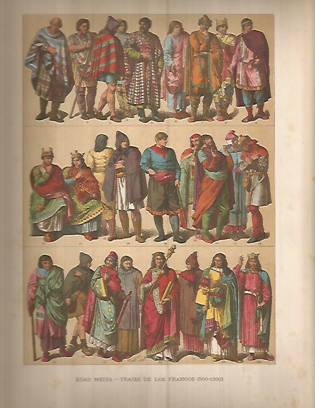 LAMINA 9707:  Trajes de los francos desde el año 500 al 1200